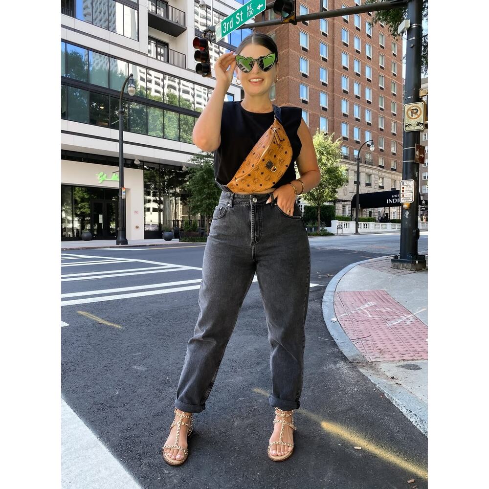 Vintage Lee High-Rise Taper Leg Mom Jeans Womens size 30 x 34 Washed Black